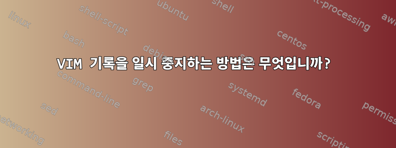 VIM 기록을 일시 중지하는 방법은 무엇입니까?