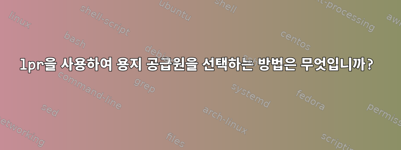 lpr을 사용하여 용지 공급원을 선택하는 방법은 무엇입니까?