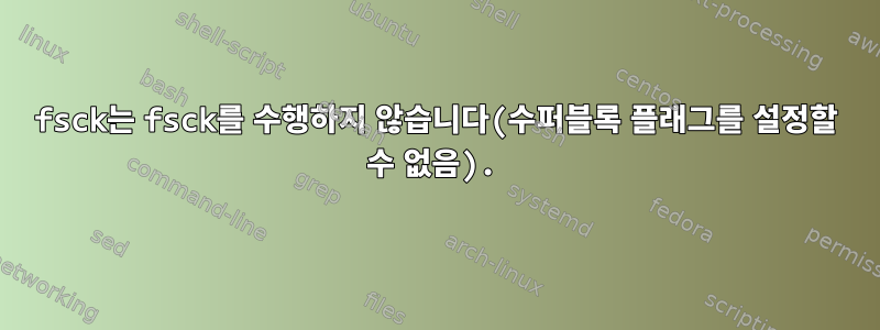 fsck는 fsck를 수행하지 않습니다(수퍼블록 플래그를 설정할 수 없음).