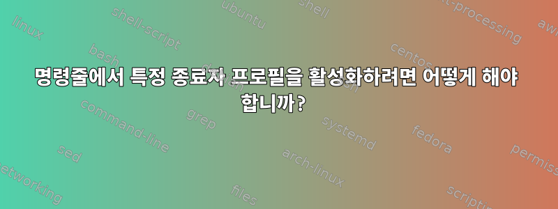 명령줄에서 특정 종료자 프로필을 활성화하려면 어떻게 해야 합니까?