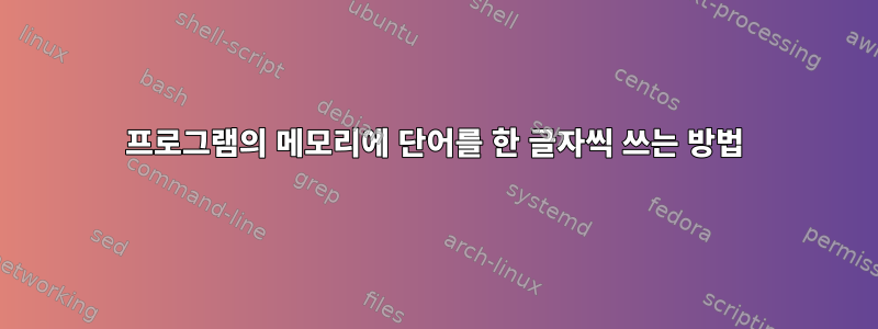 프로그램의 메모리에 단어를 한 글자씩 쓰는 방법