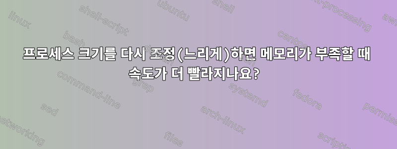 프로세스 크기를 다시 조정(느리게)하면 메모리가 부족할 때 속도가 더 빨라지나요?