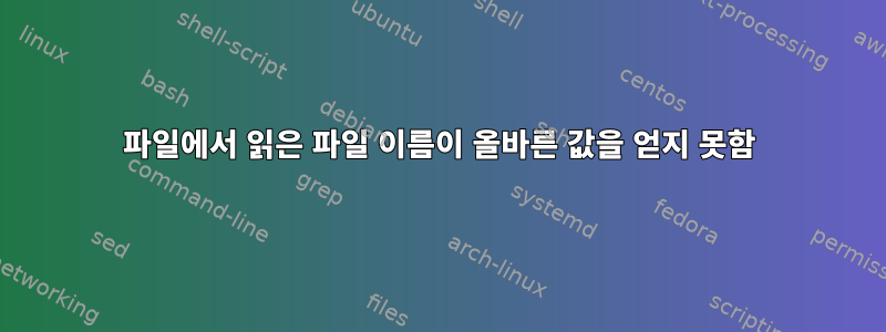 파일에서 읽은 파일 이름이 올바른 값을 얻지 못함