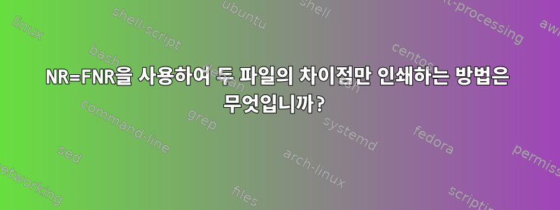 NR=FNR을 사용하여 두 파일의 차이점만 인쇄하는 방법은 무엇입니까?