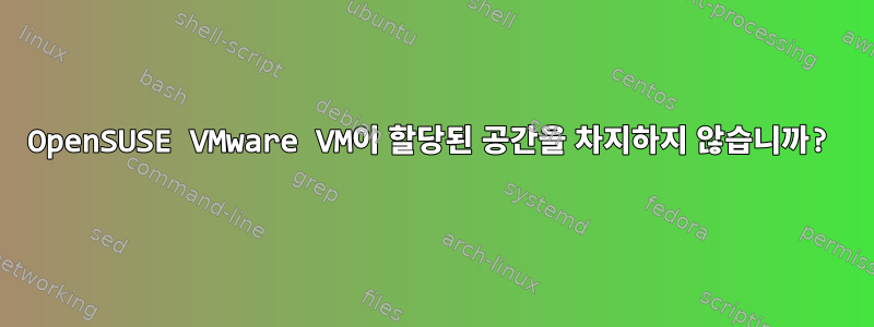 OpenSUSE VMware VM이 할당된 공간을 차지하지 않습니까?