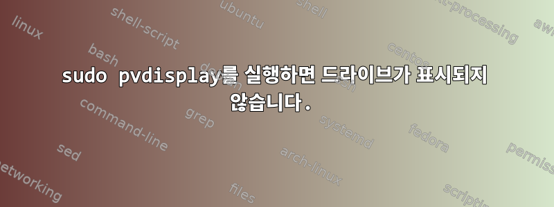 sudo pvdisplay를 실행하면 드라이브가 표시되지 않습니다.