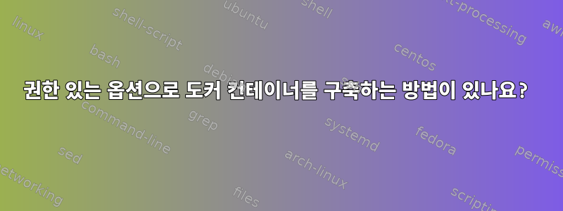 권한 있는 옵션으로 도커 컨테이너를 구축하는 방법이 있나요?