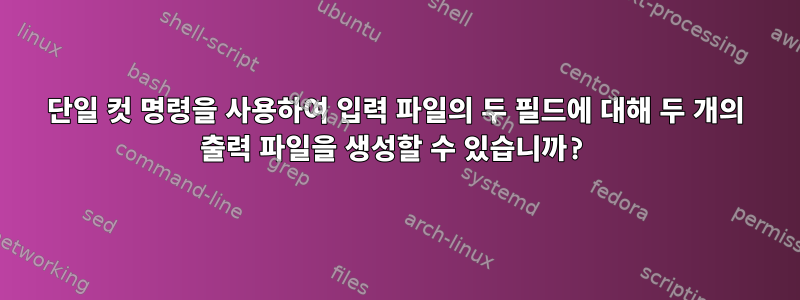 단일 컷 명령을 사용하여 입력 파일의 두 필드에 대해 두 개의 출력 파일을 생성할 수 있습니까?