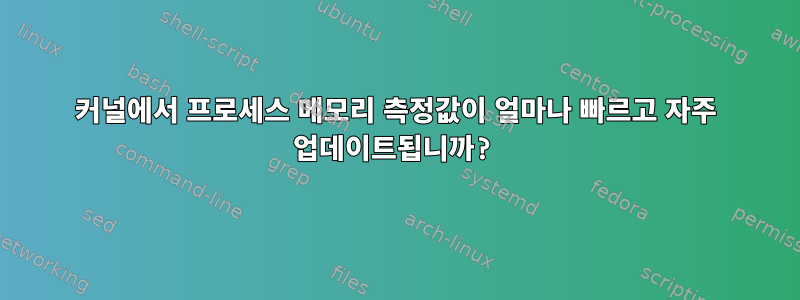 커널에서 프로세스 메모리 측정값이 얼마나 빠르고 자주 업데이트됩니까?