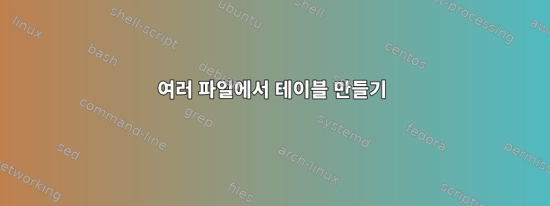 여러 파일에서 테이블 만들기