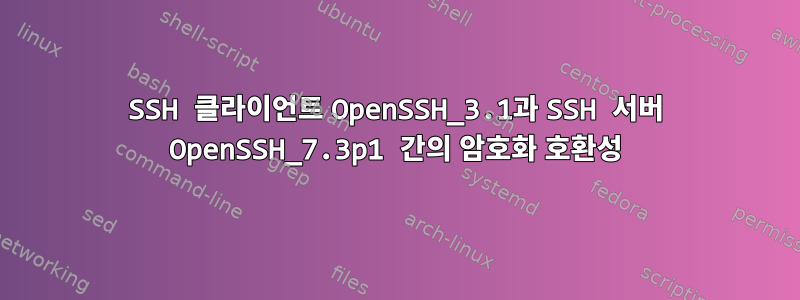 SSH 클라이언트 OpenSSH_3.1과 SSH 서버 OpenSSH_7.3p1 간의 암호화 호환성