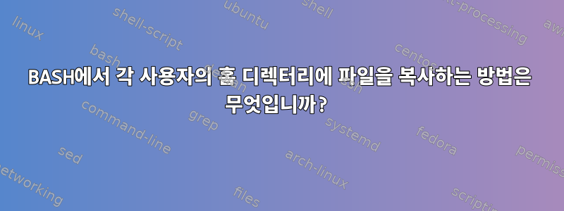 BASH에서 각 사용자의 홈 디렉터리에 파일을 복사하는 방법은 무엇입니까?