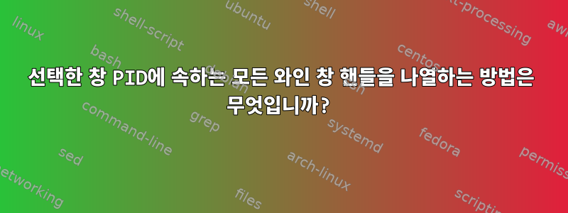 선택한 창 PID에 속하는 모든 와인 창 핸들을 나열하는 방법은 무엇입니까?