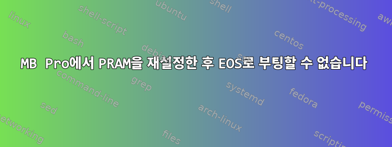 MB Pro에서 PRAM을 재설정한 후 EOS로 부팅할 수 없습니다