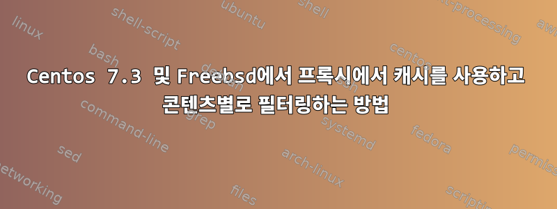 Centos 7.3 및 Freebsd에서 프록시에서 캐시를 사용하고 콘텐츠별로 필터링하는 방법