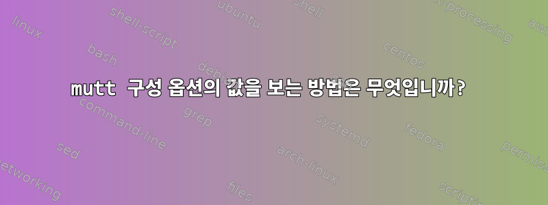 mutt 구성 옵션의 값을 보는 방법은 무엇입니까?