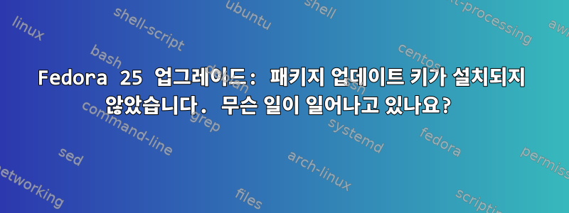 Fedora 25 업그레이드: 패키지 업데이트 키가 설치되지 않았습니다. 무슨 일이 일어나고 있나요?