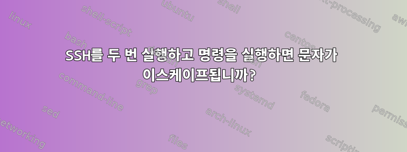 SSH를 두 번 실행하고 명령을 실행하면 문자가 이스케이프됩니까?