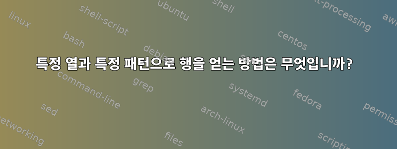 특정 열과 특정 패턴으로 행을 얻는 방법은 무엇입니까?