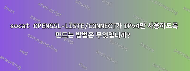 socat OPENSSL-LISTE/CONNECT가 IPv4만 사용하도록 만드는 방법은 무엇입니까?