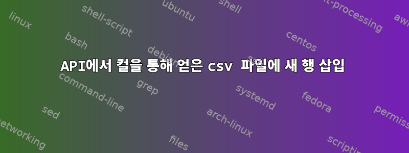 API에서 컬을 통해 얻은 csv 파일에 새 행 삽입