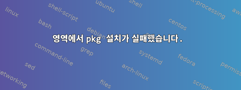 영역에서 pkg 설치가 실패했습니다.