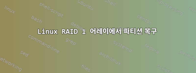 Linux RAID 1 어레이에서 파티션 복구