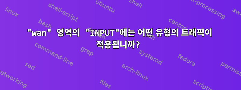 "wan" 영역의 "INPUT"에는 어떤 유형의 트래픽이 적용됩니까?