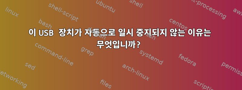 이 USB 장치가 자동으로 일시 중지되지 않는 이유는 무엇입니까?