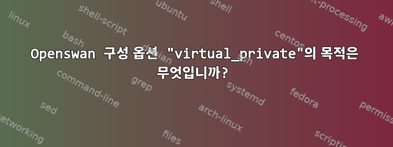 Openswan 구성 옵션 "virtual_private"의 목적은 무엇입니까?