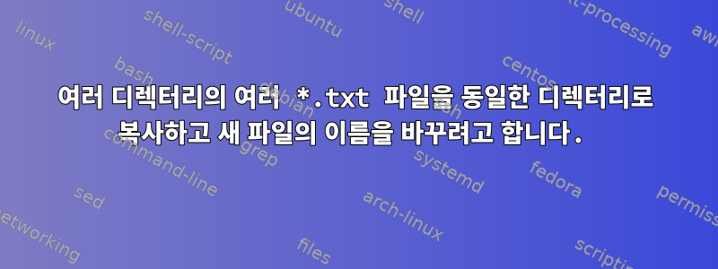 여러 디렉터리의 여러 *.txt 파일을 동일한 디렉터리로 복사하고 새 파일의 이름을 바꾸려고 합니다.