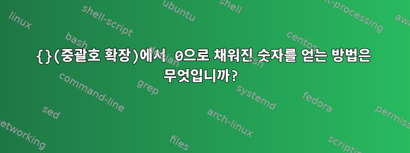 {}(중괄호 확장)에서 0으로 채워진 숫자를 얻는 방법은 무엇입니까?