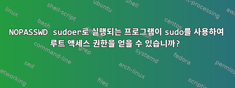 NOPASSWD sudoer로 실행되는 프로그램이 sudo를 사용하여 루트 액세스 권한을 얻을 수 있습니까?