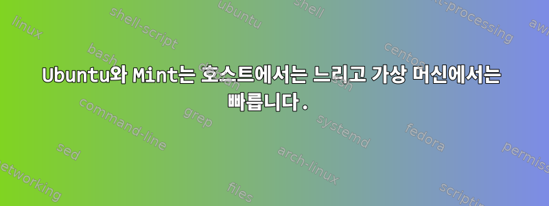 Ubuntu와 Mint는 호스트에서는 느리고 가상 머신에서는 빠릅니다.