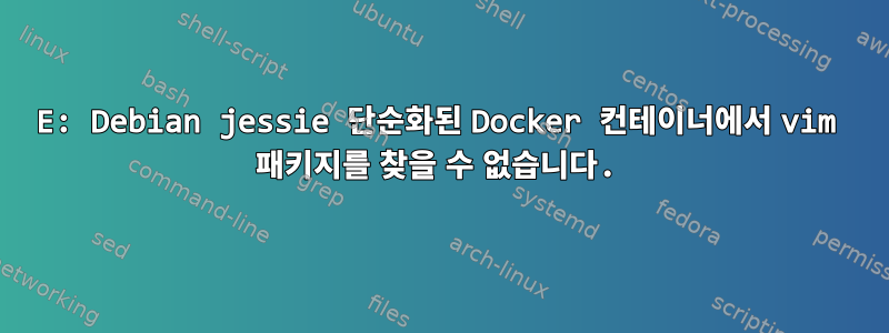 E: Debian jessie 단순화된 Docker 컨테이너에서 vim 패키지를 찾을 수 없습니다.