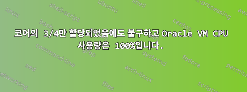 코어의 3/4만 할당되었음에도 불구하고 Oracle VM CPU 사용량은 100%입니다.