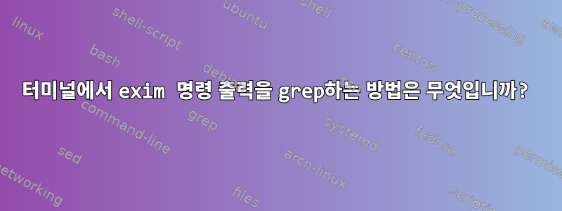 터미널에서 exim 명령 출력을 grep하는 방법은 무엇입니까?