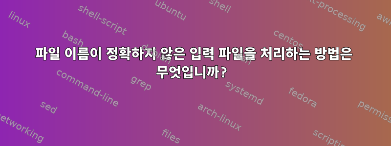 파일 이름이 정확하지 않은 입력 파일을 처리하는 방법은 무엇입니까?