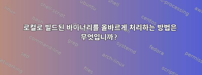 로컬로 빌드된 바이너리를 올바르게 처리하는 방법은 무엇입니까?