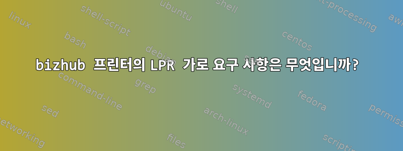 bizhub 프린터의 LPR 가로 요구 사항은 무엇입니까?