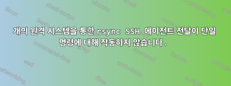 3개의 원격 시스템을 통한 rsync SSH 에이전트 전달이 단일 명령에 대해 작동하지 않습니다.