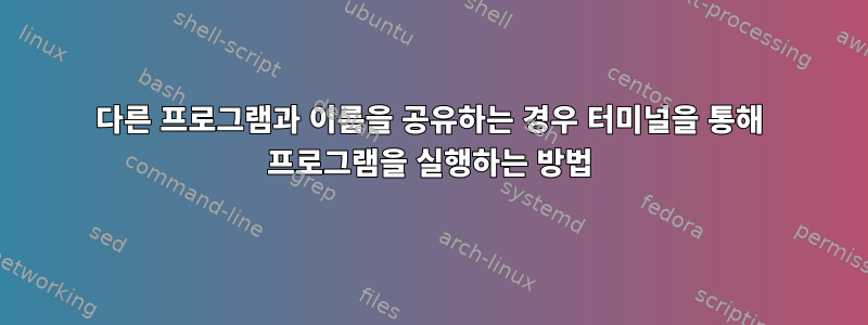 다른 프로그램과 이름을 공유하는 경우 터미널을 통해 프로그램을 실행하는 방법