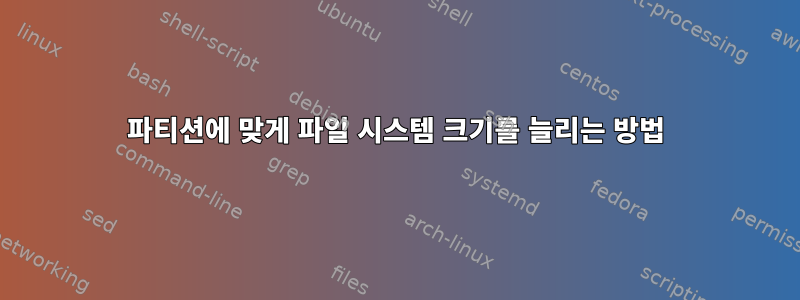 파티션에 맞게 파일 시스템 크기를 늘리는 방법