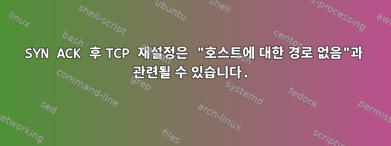 SYN ACK 후 TCP 재설정은 "호스트에 대한 경로 없음"과 관련될 수 있습니다.