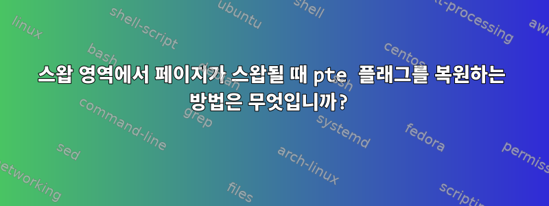 스왑 영역에서 페이지가 스왑될 때 pte 플래그를 복원하는 방법은 무엇입니까?