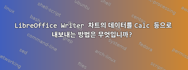 LibreOffice Writer 차트의 데이터를 Calc 등으로 내보내는 방법은 무엇입니까?