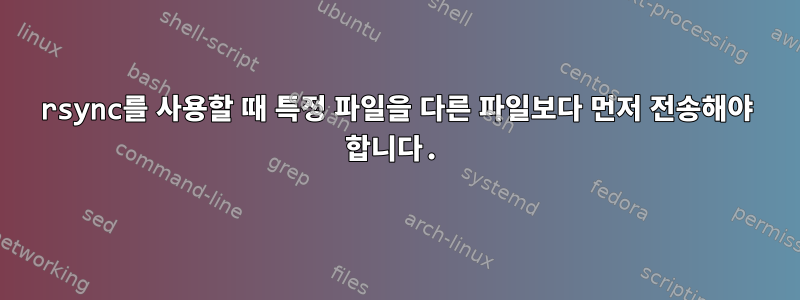 rsync를 사용할 때 특정 파일을 다른 파일보다 먼저 전송해야 합니다.