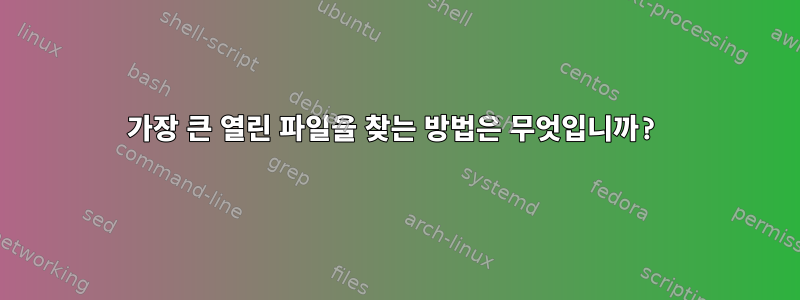 가장 큰 열린 파일을 찾는 방법은 무엇입니까?