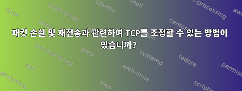 패킷 손실 및 재전송과 관련하여 TCP를 조정할 수 있는 방법이 있습니까?