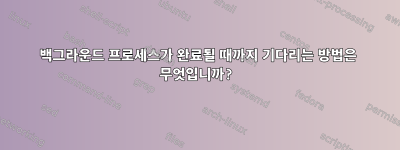 백그라운드 프로세스가 완료될 때까지 기다리는 방법은 무엇입니까?